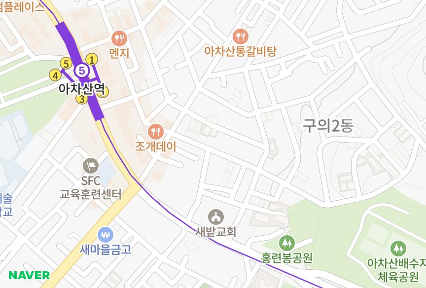 서울특별시 광진구 구의동 한솔 위치·실거래 시세 지도