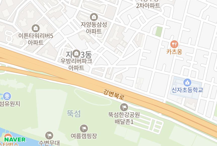 서울특별시 광진구 자양동 태원강변 위치·실거래 시세 지도