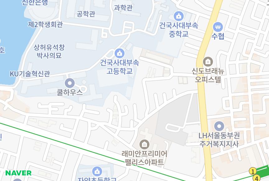 서울특별시 광진구 자양동 삼성홈타운 위치·실거래 시세 지도