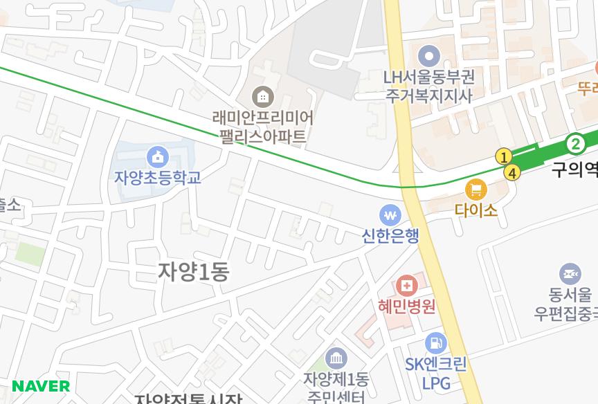 서울특별시 광진구 자양동 자양동명진센트라임 위치·실거래 시세 지도