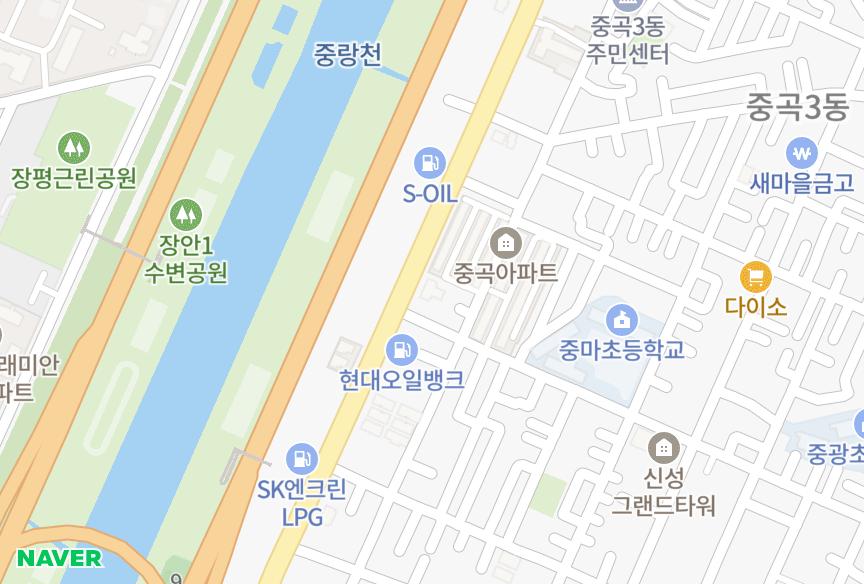 서울특별시 광진구 중곡동 엘림퍼스트중곡 위치·실거래 시세 지도