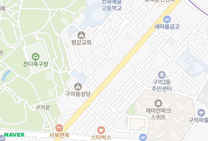 서울특별시 광진구 구의동 광진파크하우스 위치·실거래 시세 지도