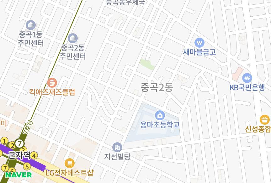 서울특별시 광진구 중곡동 그랑 위치·실거래 시세 지도