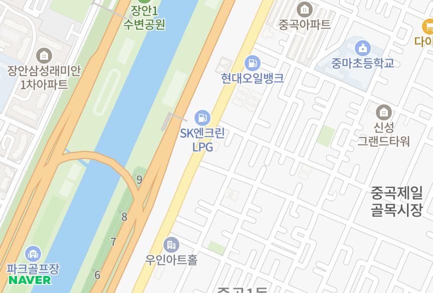 서울특별시 광진구 중곡동 한영해시안 위치·실거래 시세 지도
