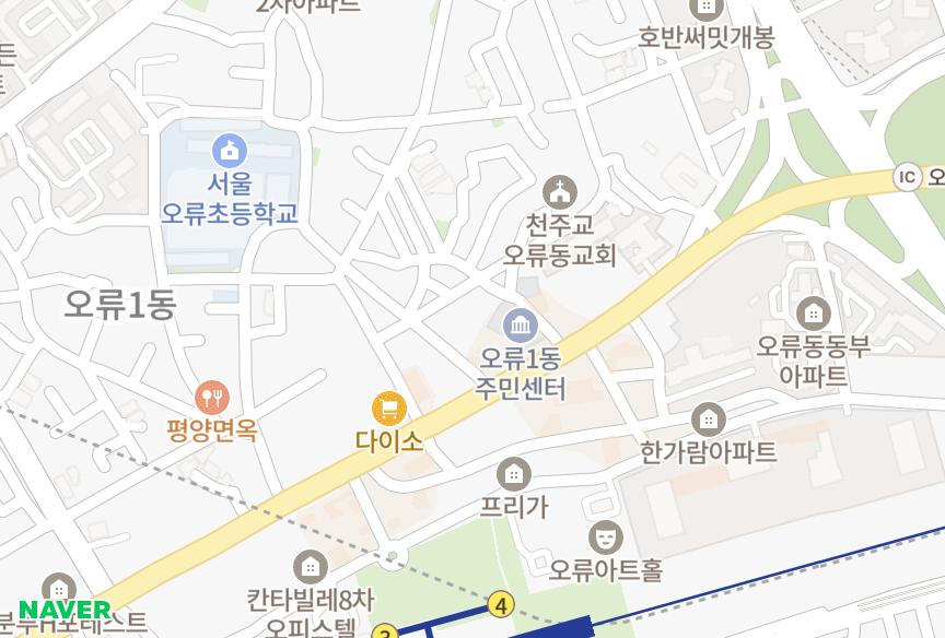 서울특별시 구로구 오류동 현대썬앤빌구로 위치·실거래 시세 지도