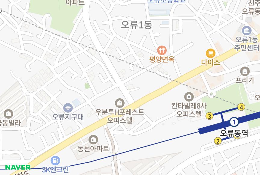 서울특별시 구로구 오류동 한백힐 위치·실거래 시세 지도