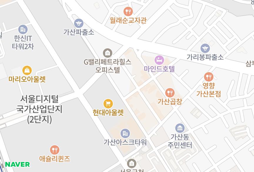 서울특별시 금천구 가산동 비즈트위트바이올렛5차 위치·실거래 시세 지도