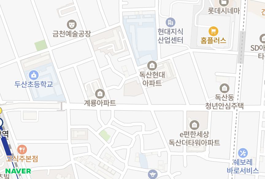 서울특별시 금천구 독산동 한아마인드 위치·실거래 시세 지도