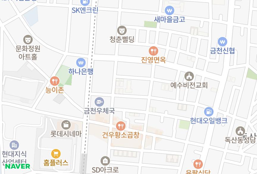 서울특별시 금천구 독산동 서초파레스 위치·실거래 시세 지도