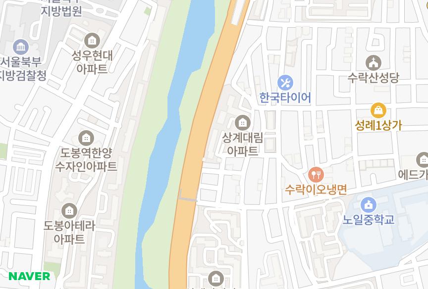 서울특별시 노원구 상계동 북부현대 위치·실거래 시세 지도