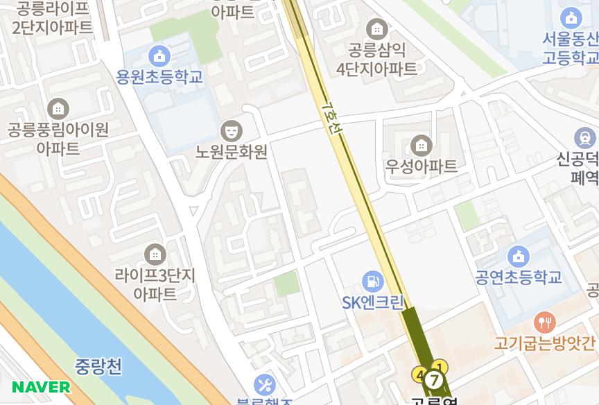 서울특별시 노원구 공릉동 길성그랑프리텔 위치·실거래 시세 지도
