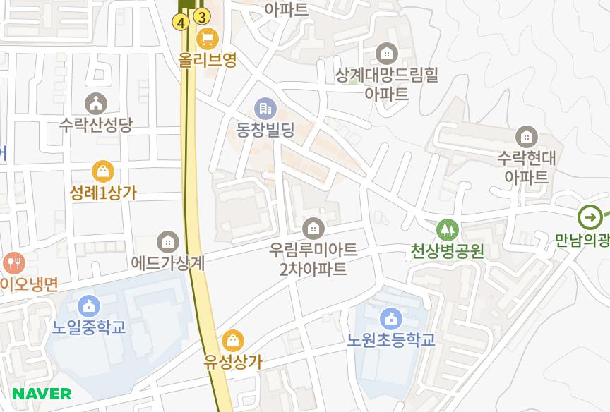 서울특별시 노원구 상계동 우림루미아트2차 위치·실거래 시세 지도