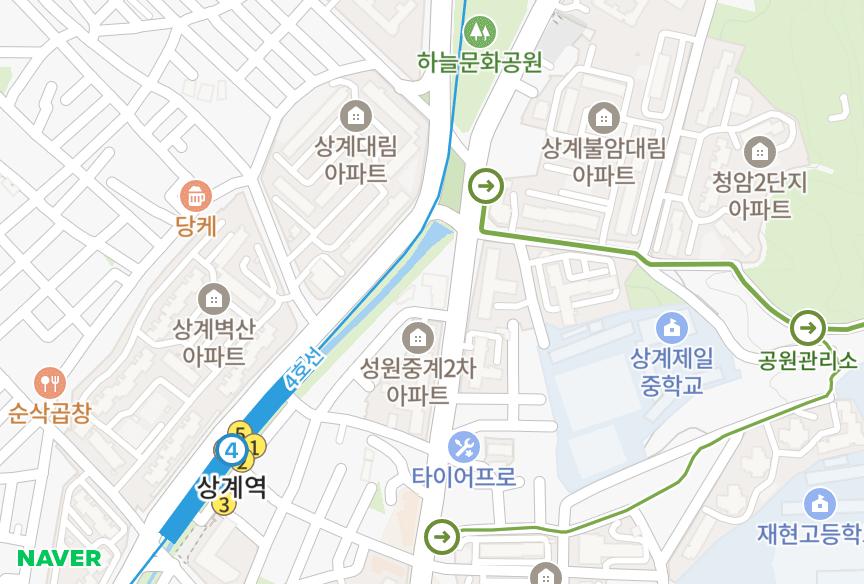 서울특별시 노원구 중계동 정진아트리움 위치·실거래 시세 지도