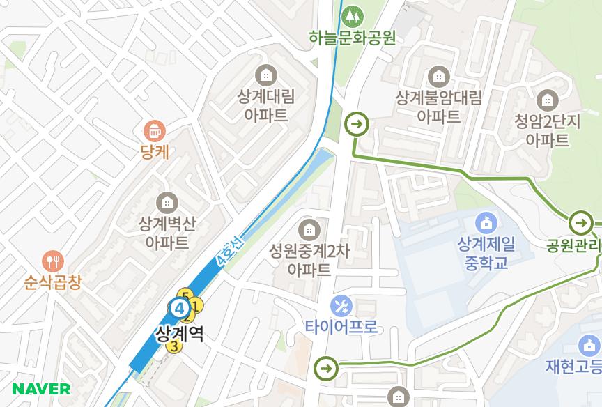 서울특별시 노원구 중계동 코지아뜨리에101차 위치·실거래 시세 지도