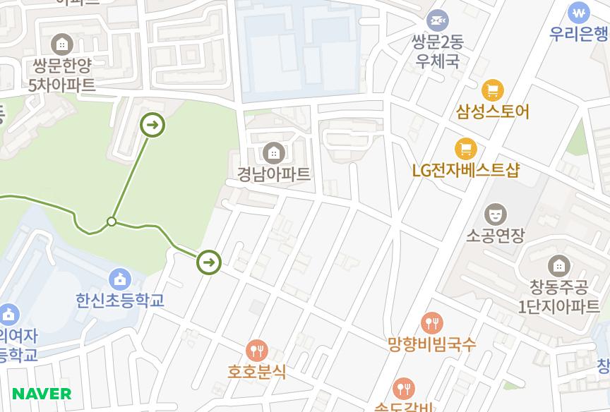 서울특별시 도봉구 쌍문동 풀내음 위치·실거래 시세 지도