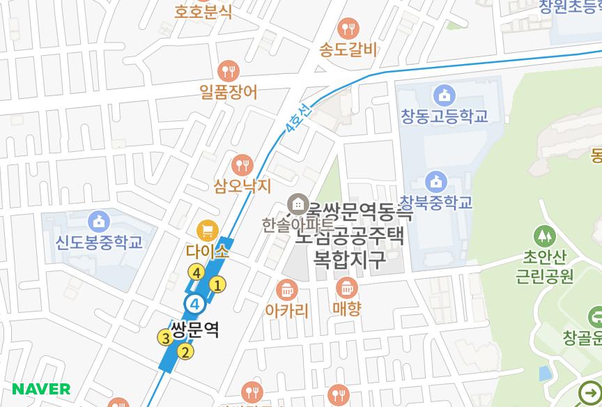 서울특별시 도봉구 창동 한솔 위치·실거래 시세 지도