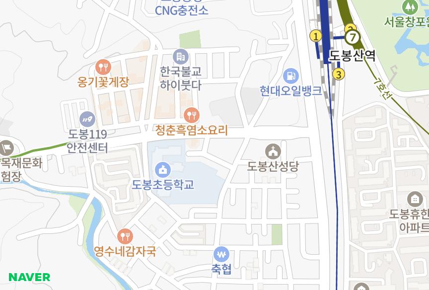 서울특별시 도봉구 도봉동 우영 위치·실거래 시세 지도