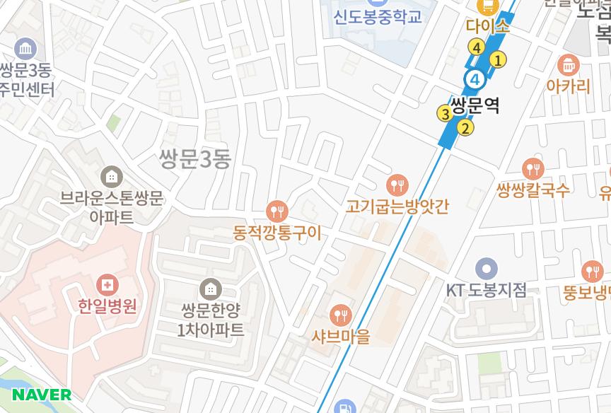 서울특별시 도봉구 쌍문동 성원팰리스 위치·실거래 시세 지도