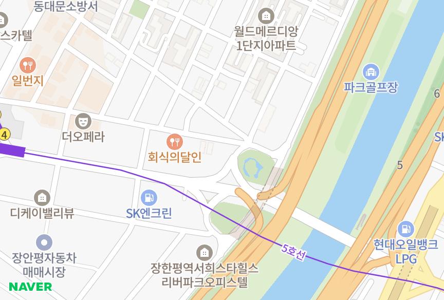 서울특별시 동대문구 장안동 장안푸르미에 위치·실거래 시세 지도