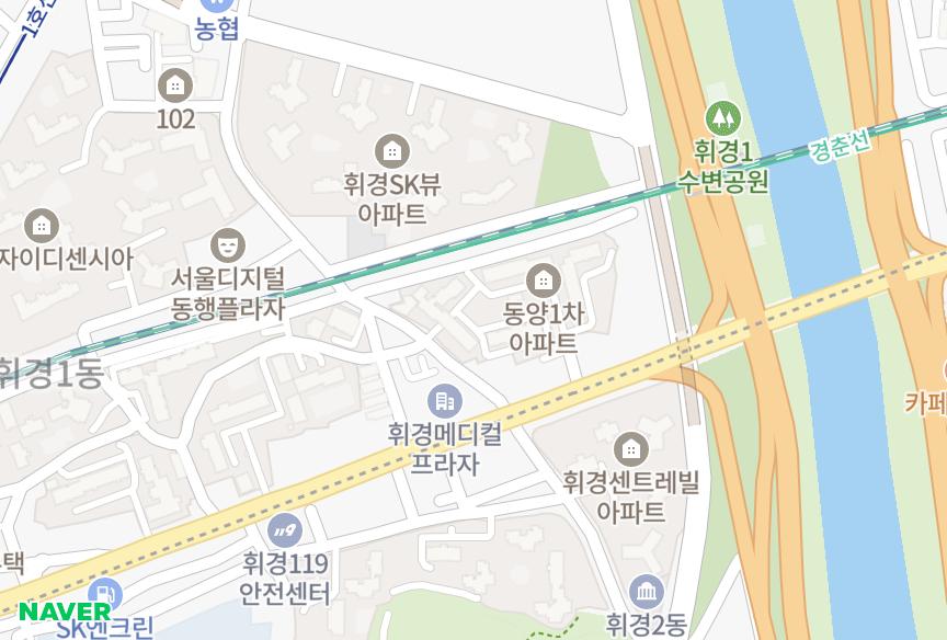 서울특별시 동대문구 휘경동 동양2차 위치·실거래 시세 지도