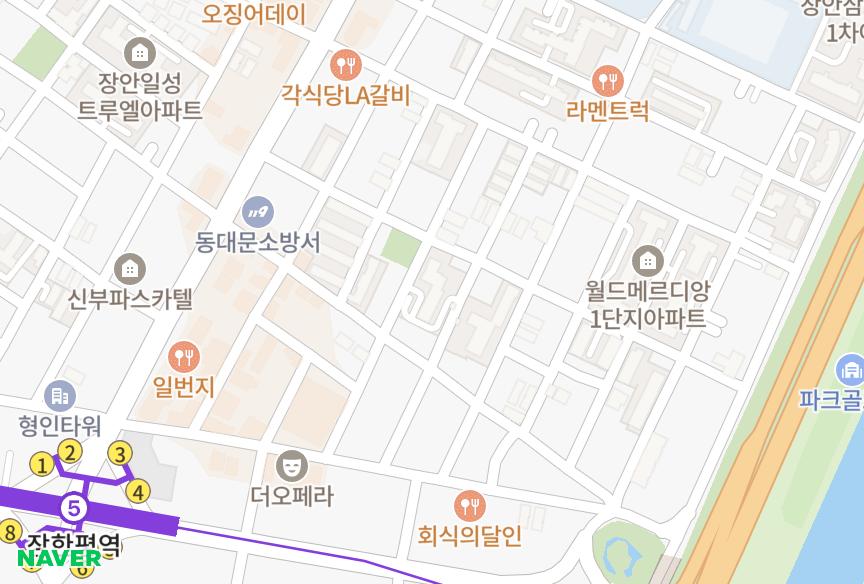 서울특별시 동대문구 장안동 장안형인허브빌2차 위치·실거래 시세 지도
