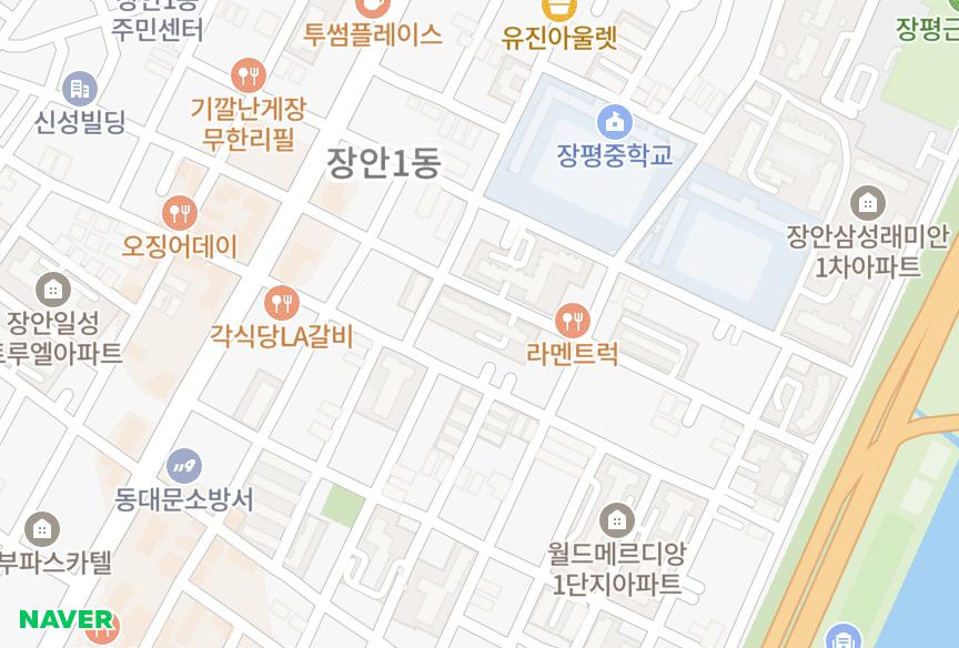 서울특별시 동대문구 장안동 장안우성3차 위치·실거래 시세 지도