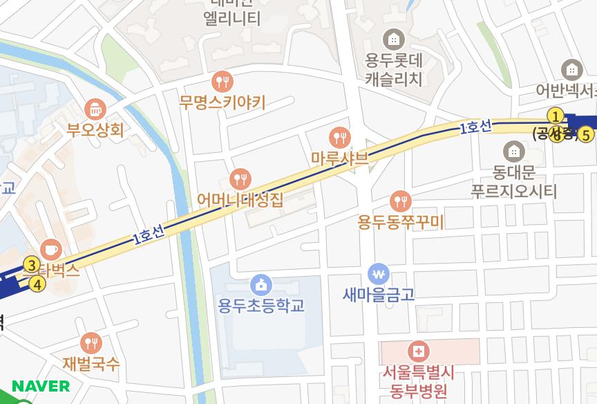 서울특별시 동대문구 용두동 신설동역대우아이빌1차 위치·실거래 시세 지도