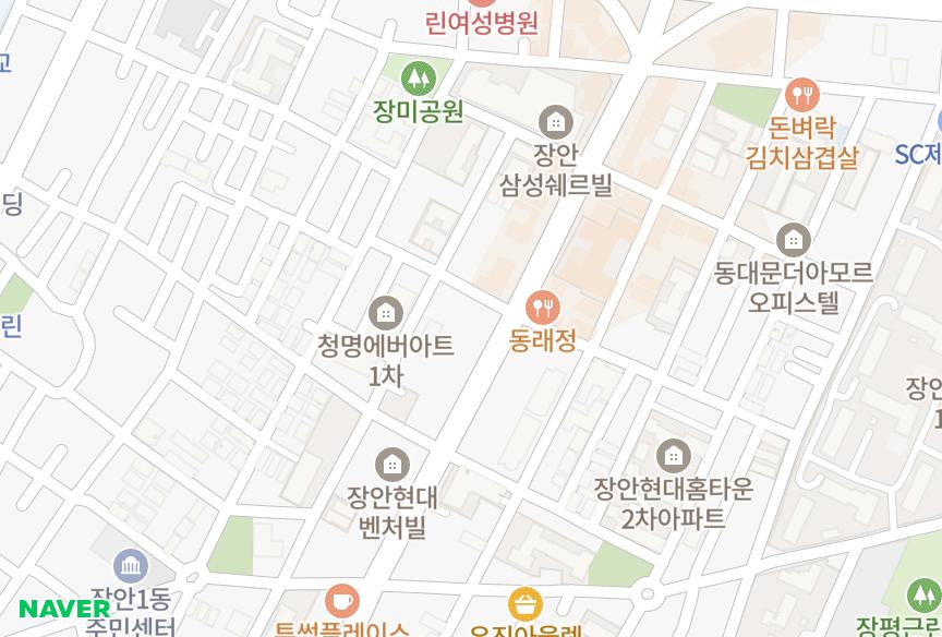 서울특별시 동대문구 장안동 양우내안애애플 위치·실거래 시세 지도