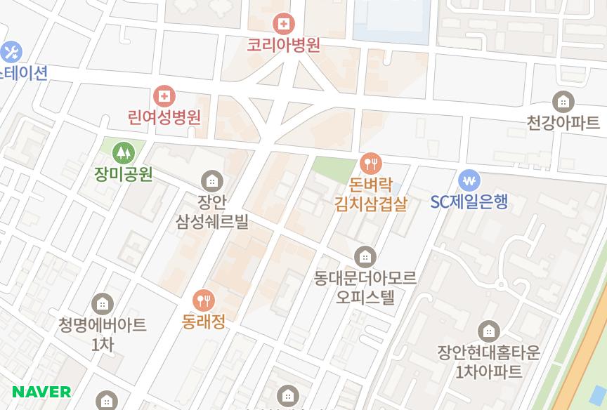 서울특별시 동대문구 장안동 태솔타운1차 위치·실거래 시세 지도