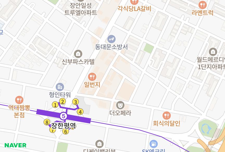 서울특별시 동대문구 장안동 장안우성4차 위치·실거래 시세 지도