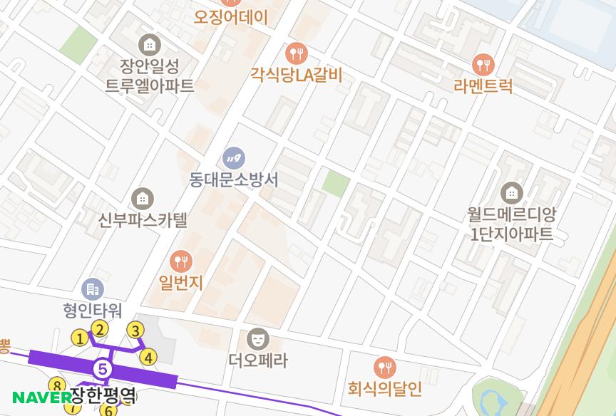 서울특별시 동대문구 장안동 형인허브빌아파트(201동) 위치·실거래 시세 지도