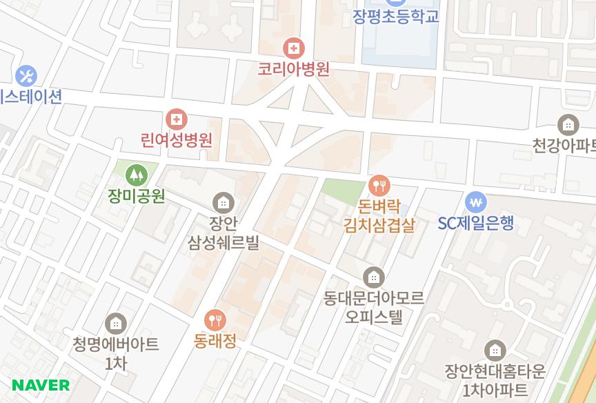 서울특별시 동대문구 장안동 장안태솔타운3차 위치·실거래 시세 지도