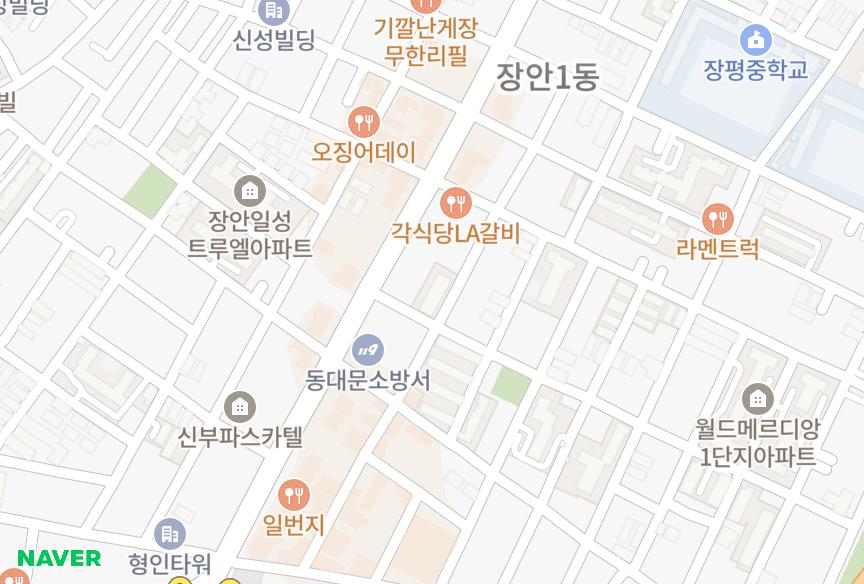 서울특별시 동대문구 장안동 장안홍해오크펠리스3차 위치·실거래 시세 지도