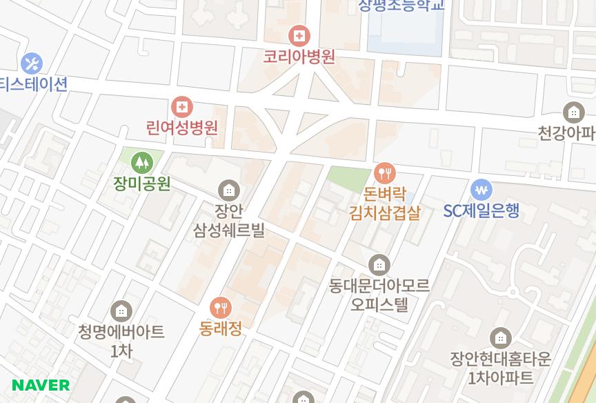 서울특별시 동대문구 장안동 장안태솔타운2차 위치·실거래 시세 지도