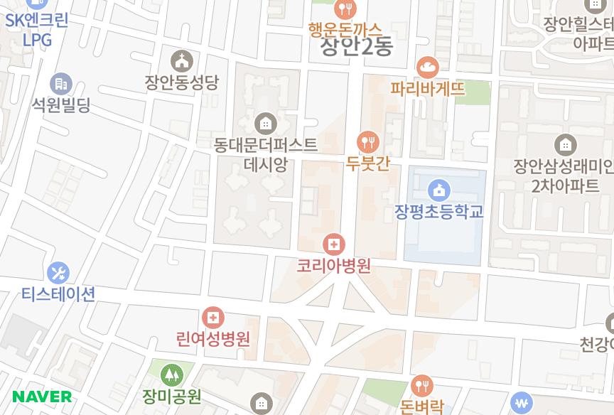 서울특별시 동대문구 장안동 장안트윈B동 위치·실거래 시세 지도