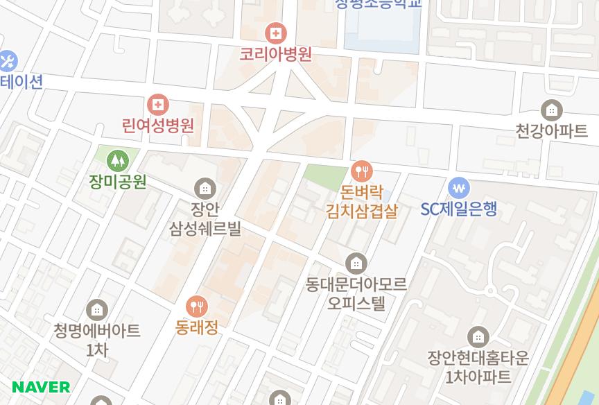 서울특별시 동대문구 장안동 다우하임 위치·실거래 시세 지도