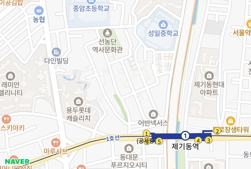 서울특별시 동대문구 제기동 청우 위치·실거래 시세 지도