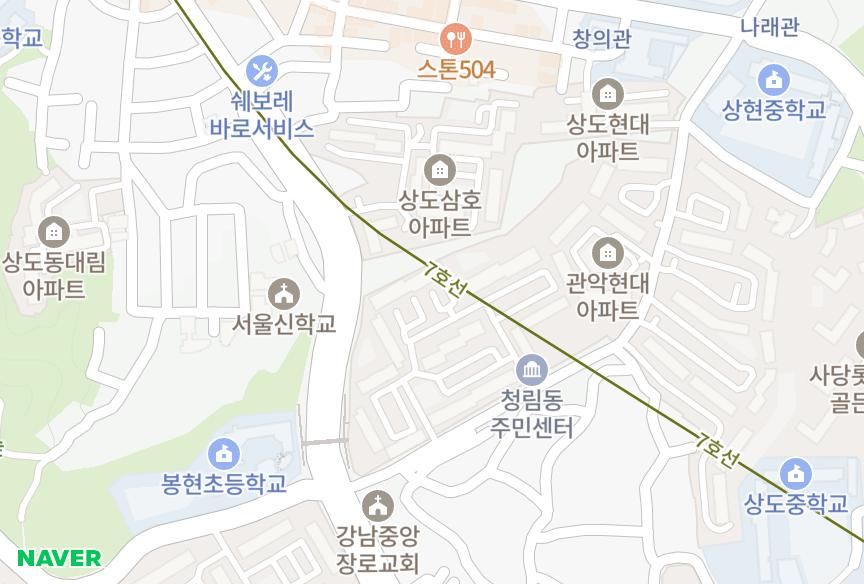 서울특별시 동작구 상도동 관악현대 위치·실거래 시세 지도