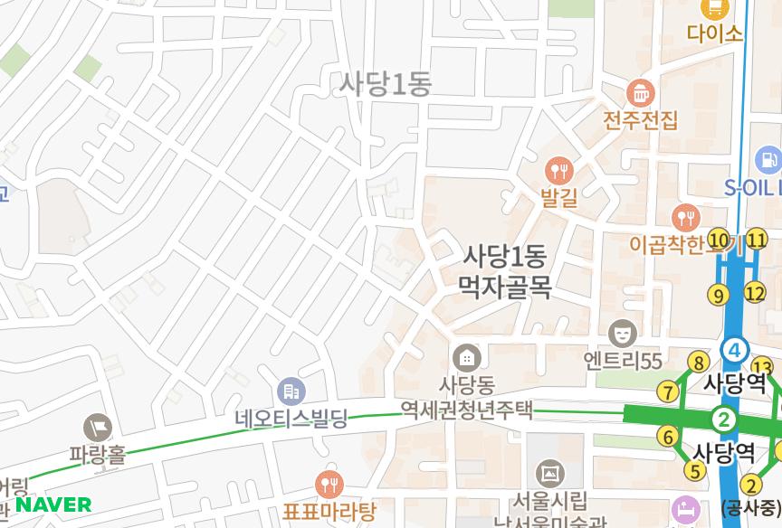 서울특별시 동작구 사당동 삼성 위치·실거래 시세 지도