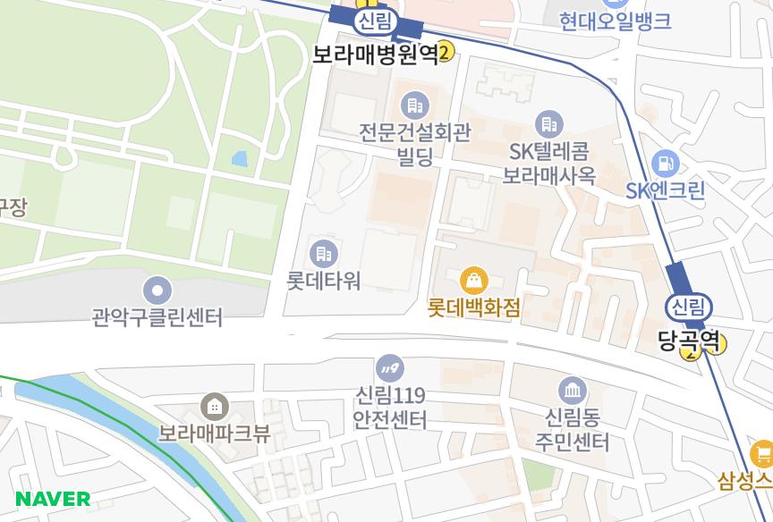 서울특별시 동작구 신대방동 보라매나산스위트 위치·실거래 시세 지도