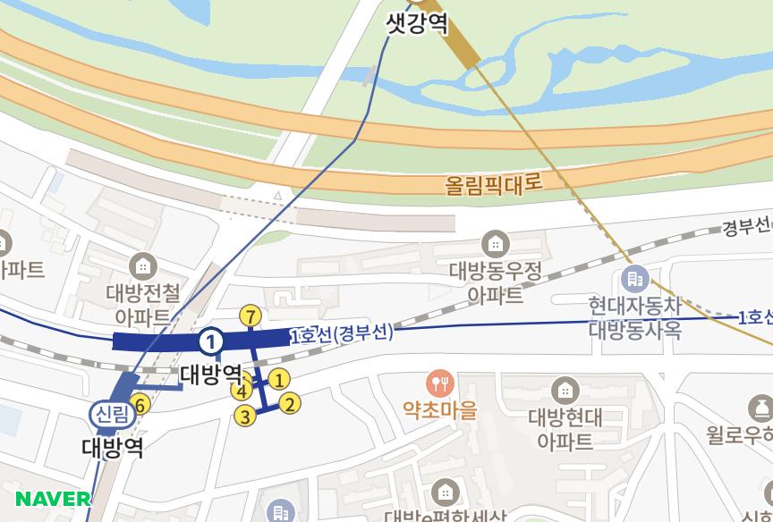 서울특별시 동작구 대방동 한국개나리 위치·실거래 시세 지도