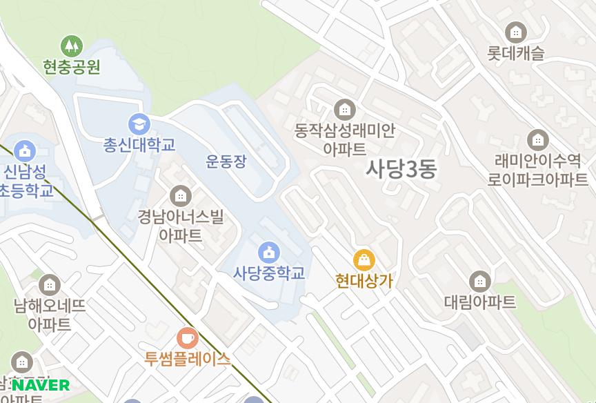 서울특별시 동작구 사당동 현대주택조합 위치·실거래 시세 지도