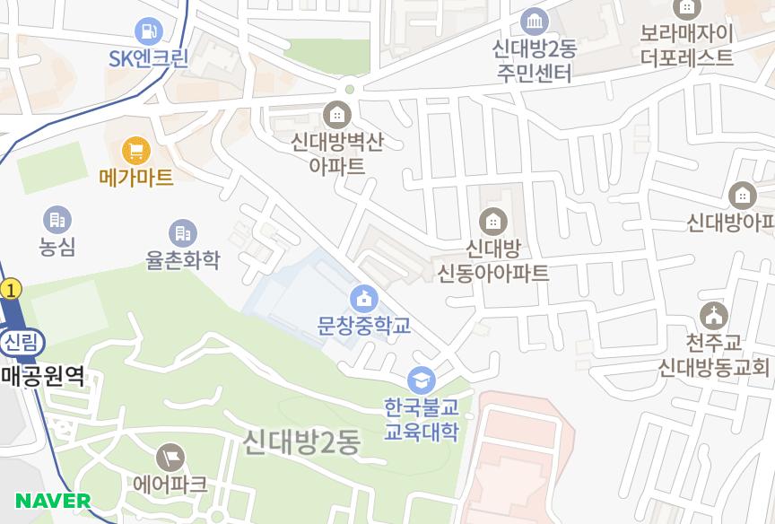 서울특별시 동작구 신대방동 대방펭귄 위치·실거래 시세 지도