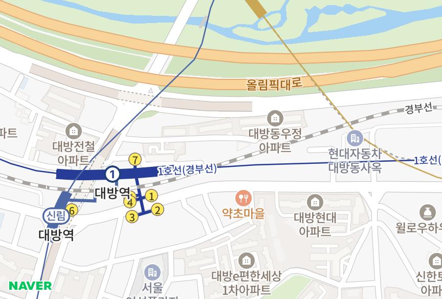 서울특별시 동작구 대방동 대방파크빌 위치·실거래 시세 지도