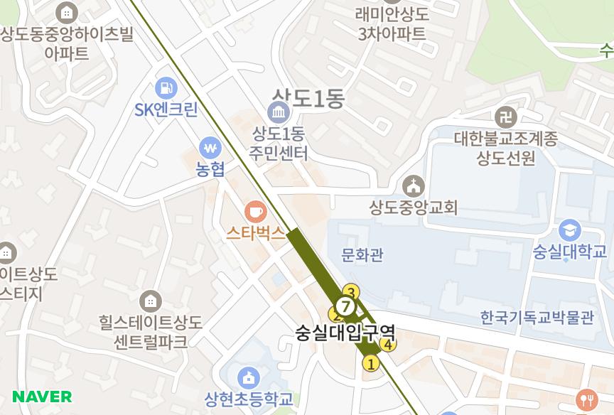 서울특별시 동작구 상도동 시장 위치·실거래 시세 지도