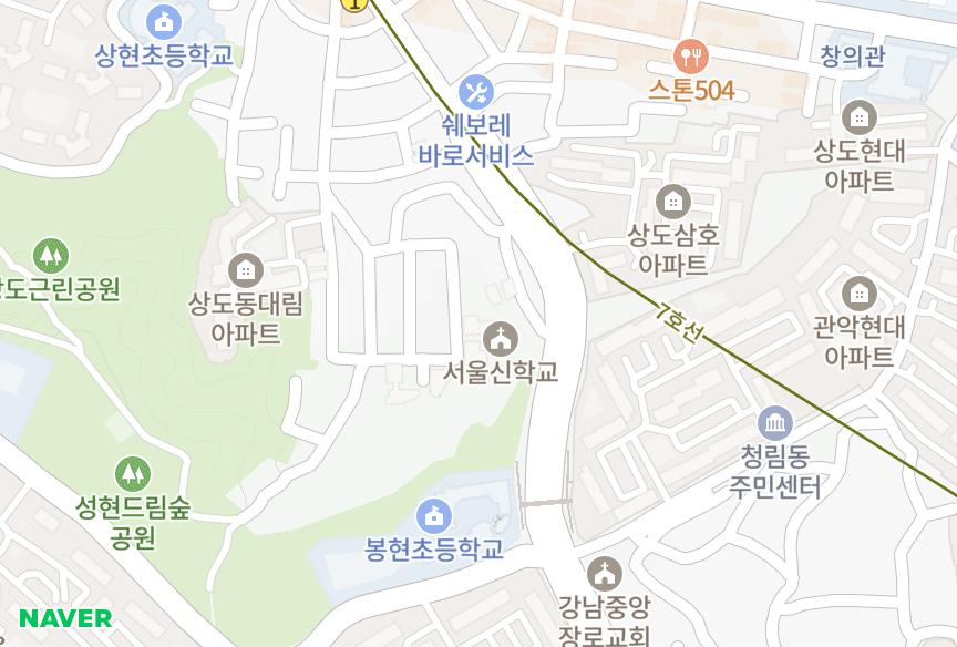 서울특별시 동작구 상도동 세레노 위치·실거래 시세 지도