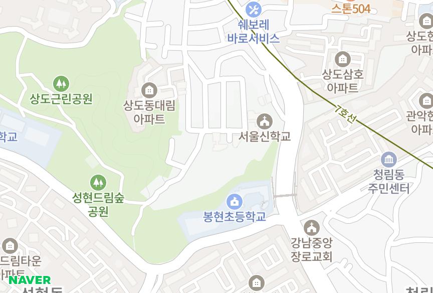 서울특별시 동작구 상도동 현산푸른숲 위치·실거래 시세 지도
