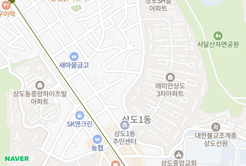 서울특별시 동작구 상도동 정호힐사이드 위치·실거래 시세 지도