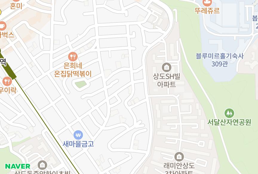 서울특별시 동작구 상도1동 숭실그랜드 위치·실거래 시세 지도