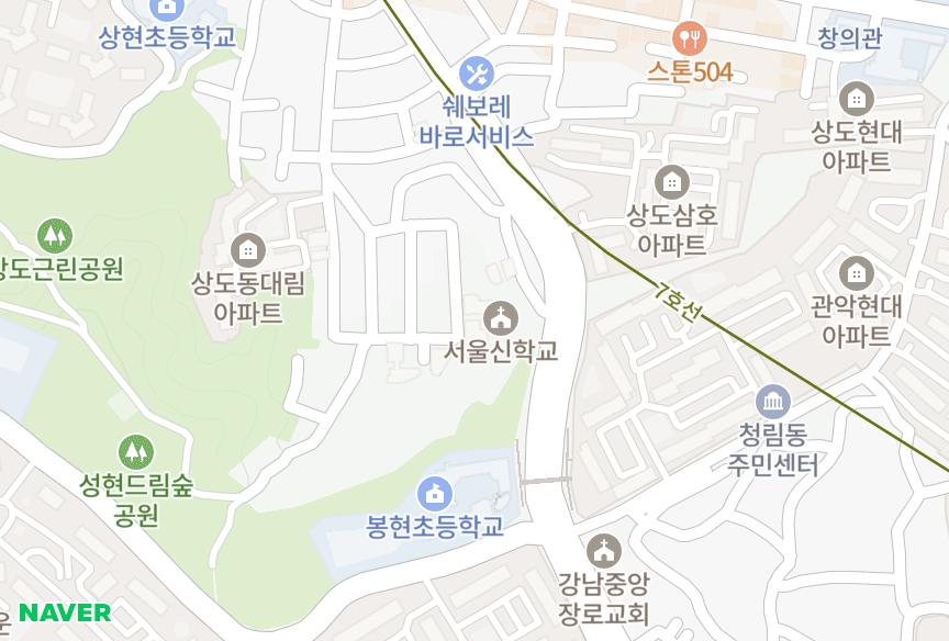 서울특별시 동작구 상도동 푸른솔 위치·실거래 시세 지도